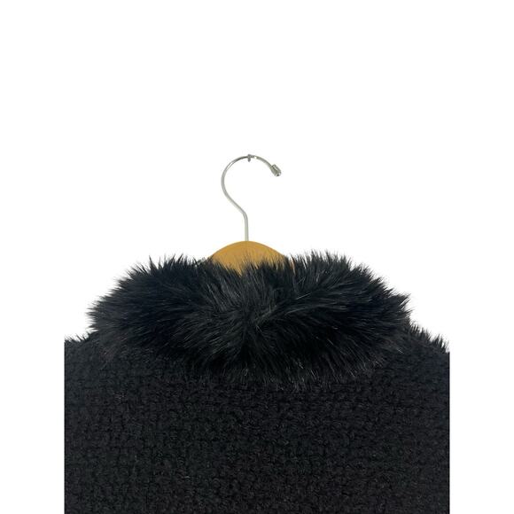 Weatherproof Faux Fur Vest XL Black Front Hook Sweater Mob Wife Sweater Exotic - Picture 9 of 13